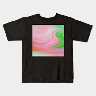 Pink and Green Marble Waves Kids T-Shirt